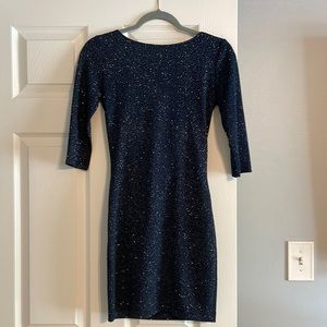 Blue sequence dress, low back, size XS